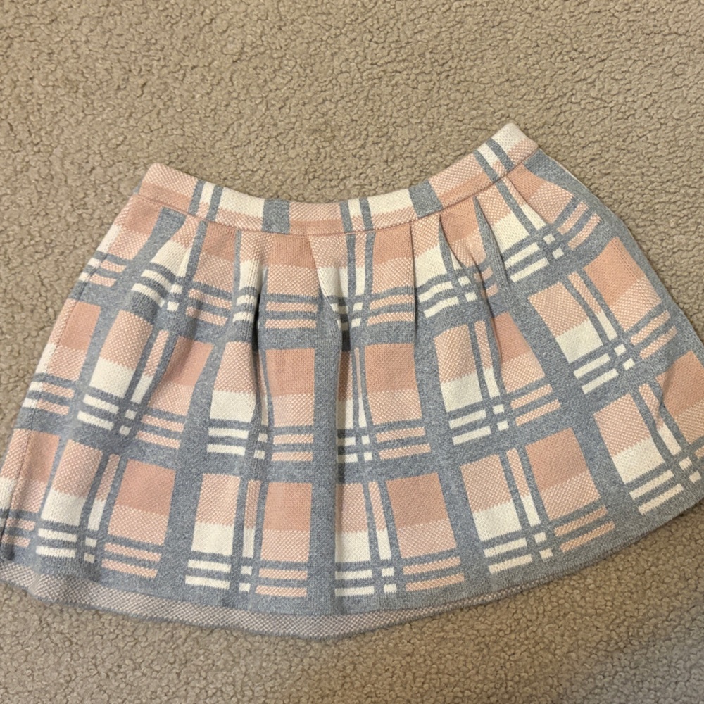 Plaid A-Line Skirt in Pink and Gray